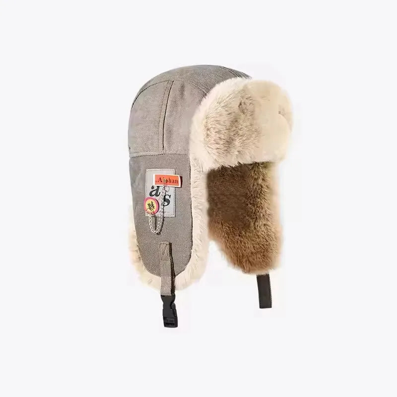 Bomber Hat Men Women Thick Warm Russian Ushanka Fur Hat Fashion Male Female Winter Hat Black Grey Earflap Ski Russian Cap