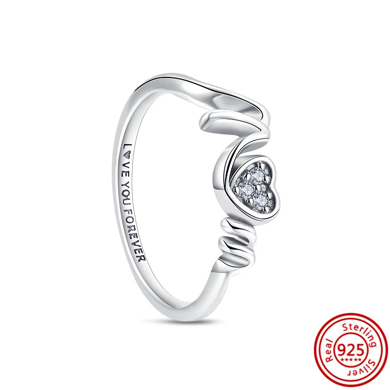 Elegant 925 Sterling Silver Crown Heart Wing Ring – A Timeless Anniversary Gift