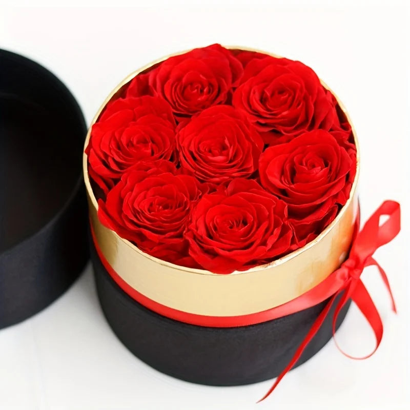 1/7/12PCS Preserved Eternal Roses | Real Forever Roses in Round Box | Valentine’s & Mother’s Day Gift