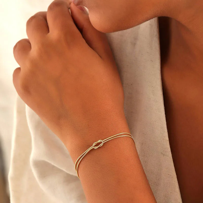 💖 Stainless Steel Knot Snake Chain Bracelet - Perfect Valentine's Day Gift! 💝