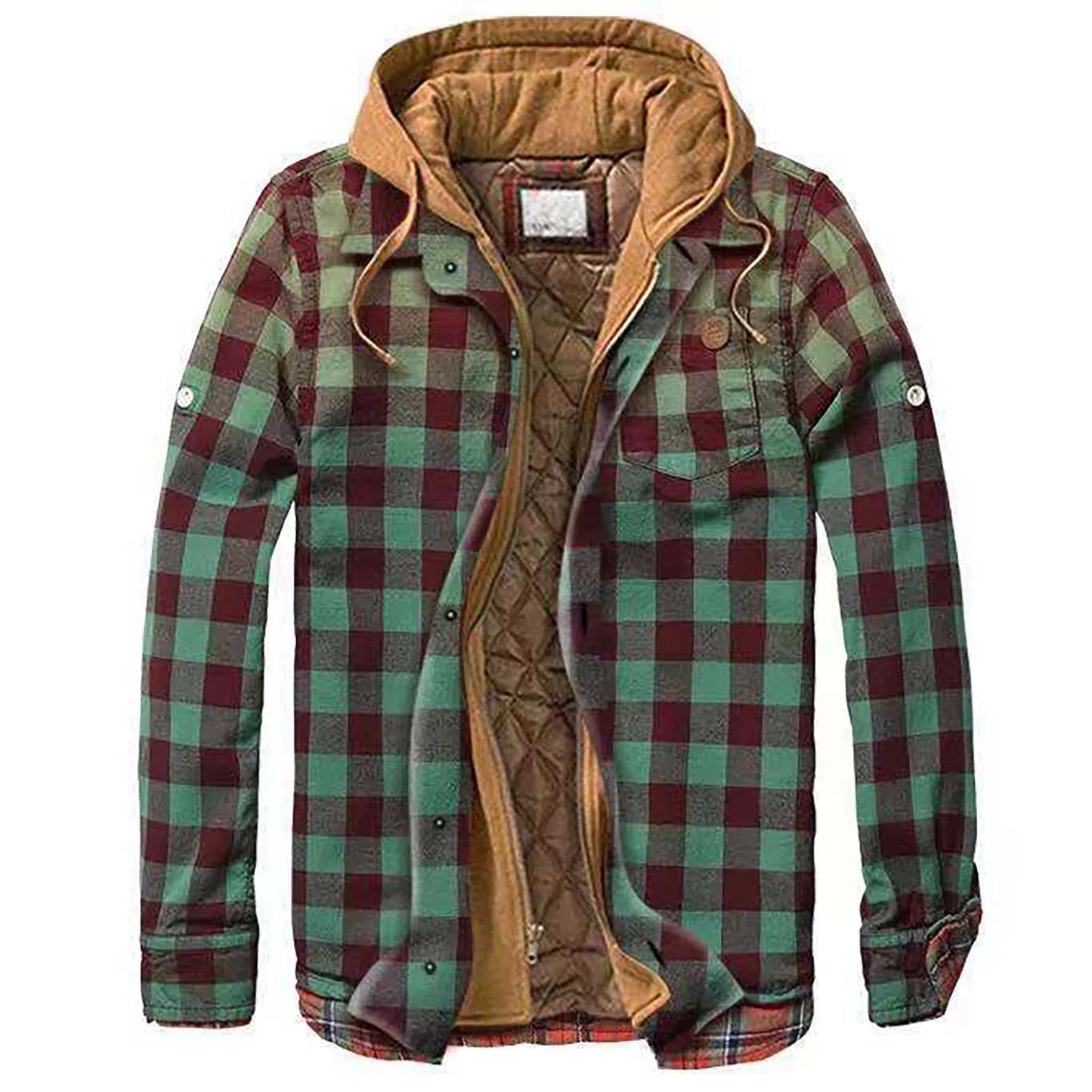 Men's Quilted Plaid Shirt Jacket with Hood 🧥 | Warm Autumn & Winter Casual Outerwear