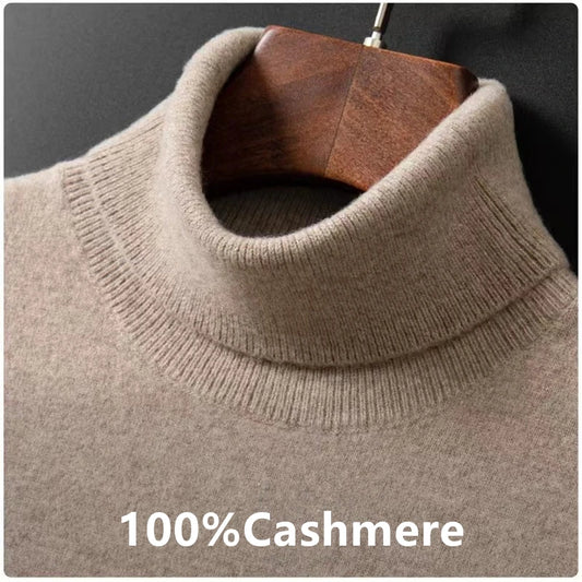 100% Cashmere Turtleneck Pullover for Men