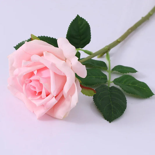 Real Touch Artificial Pink White Roses 🌸 | Latex Fake Rose Branch for Wedding, Home & Farmhouse Decor