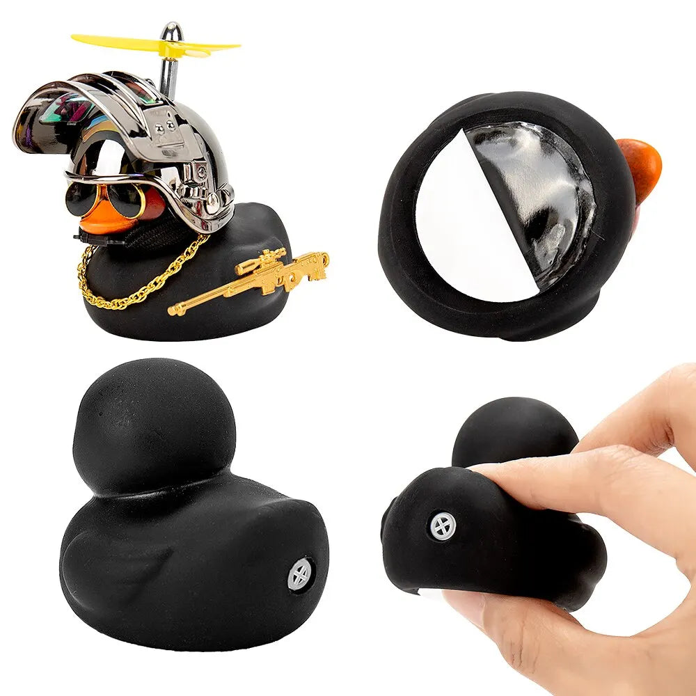 Broken Wind Rubber Duck Motor Accessories | Yellow Duck with Helmet | Car Interior Decoration