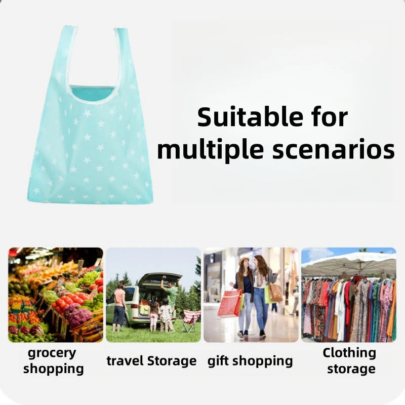 Stylish portable portable folding shopping bag Oxford cloth supermarket shopping bag Square folding tote bag