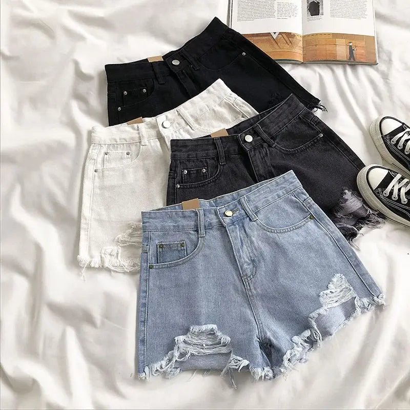 Casual High Waist Denim Shorts for Women