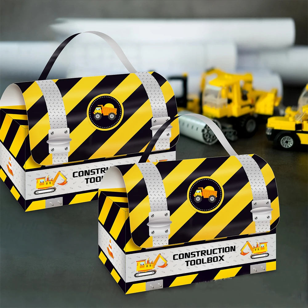 🚜✨ 6/12/30/50pcs Construction Vehicle Gift Boxes – Perfect for Boys' Birthday Parties! 🎉🍬