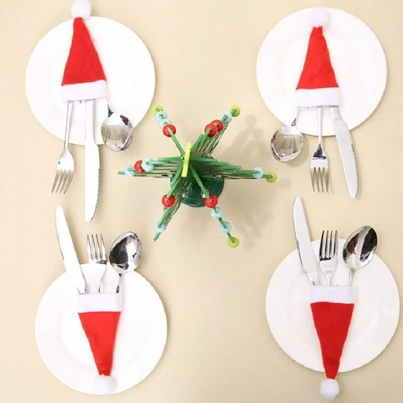 🎄 Merry Christmas Decoration 2024 | Cute Cloth Tableware Bag Holders for Forks & Knives | Holiday Ornament Decor 🎉