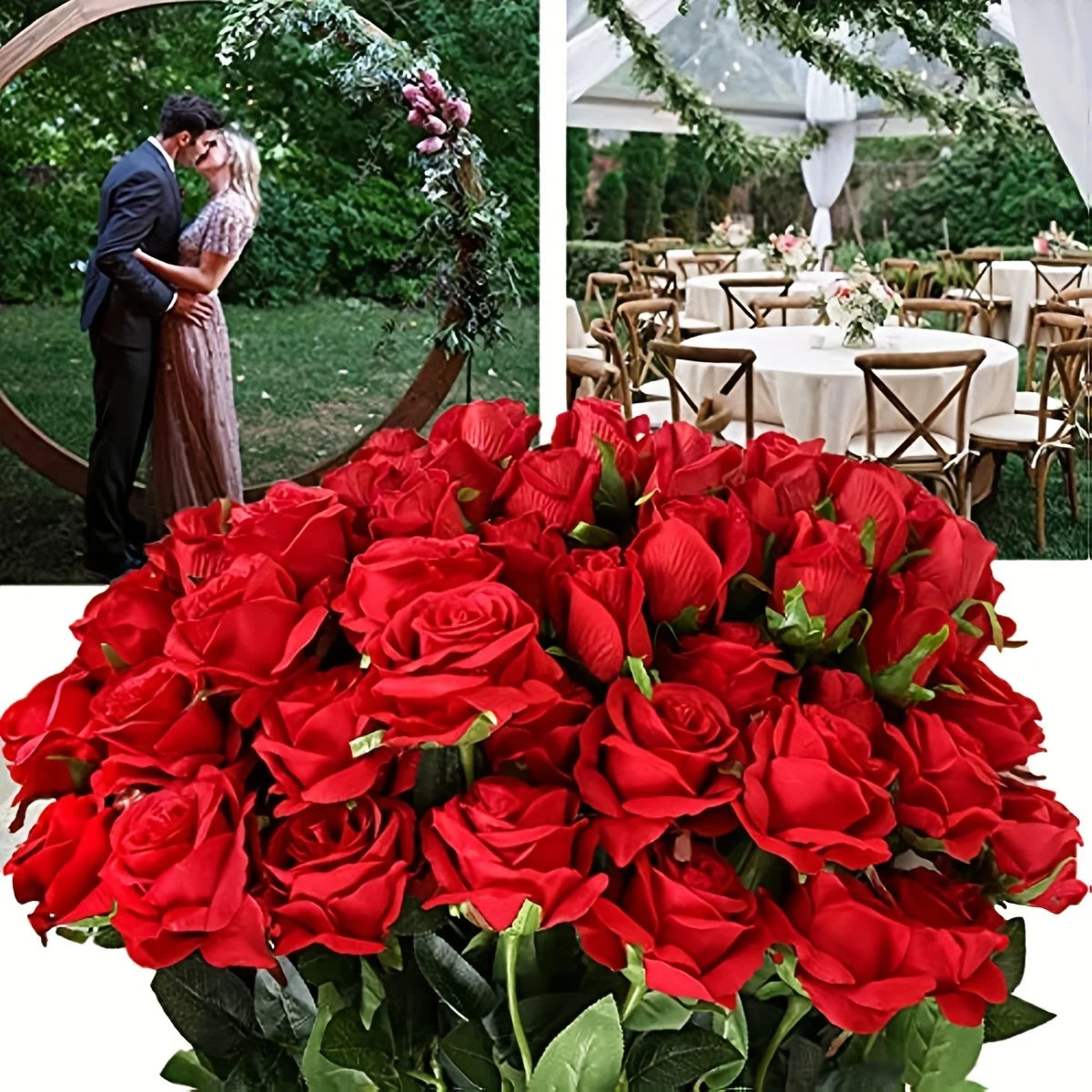 20PCS Realistic Artificial Roses 🌹 | Silk Flower Bouquet for Wedding, Birthday & Home Décor