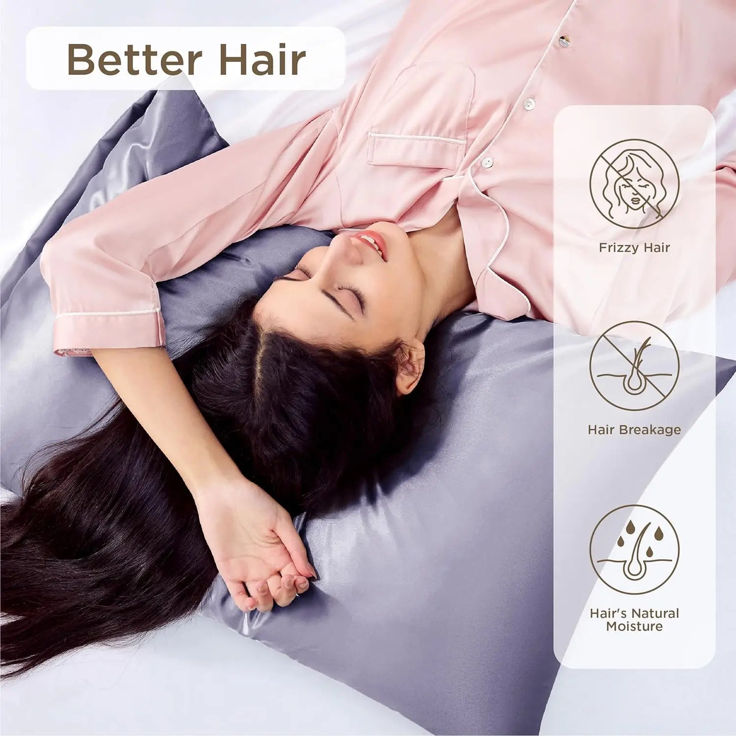 Bedsure Satin Pillowcase for Hair and Skin - Silky Soft Pillowcase with Envelope Closure, Similar to Silk Pillow Cases