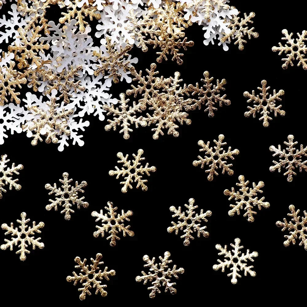 300pcs 2cm Christmas Snowflakes Confetti Xmas Tree Ornaments Christmas Decorations for Home Winter Party Cake Decor Supplies