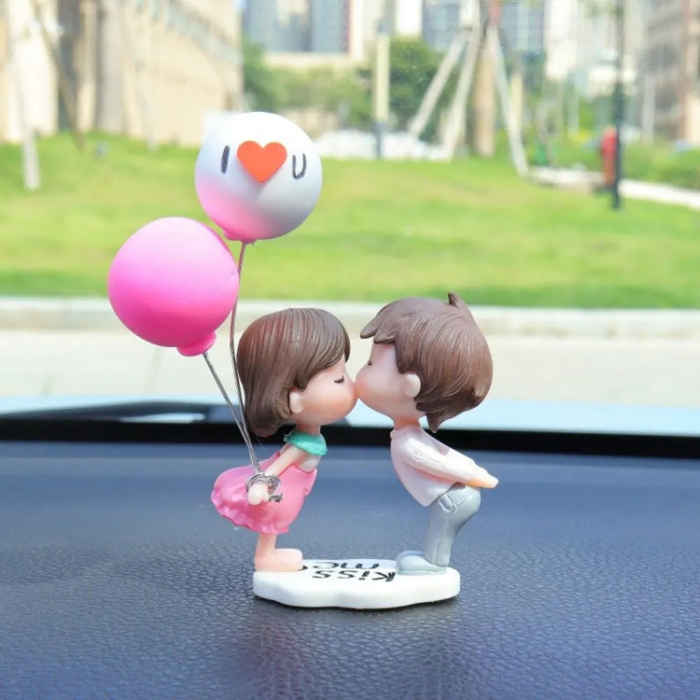 Couple Cute Ornaments for Car | Cartoon Dashboard Decorations | Lovely Kiss Couple Figurines