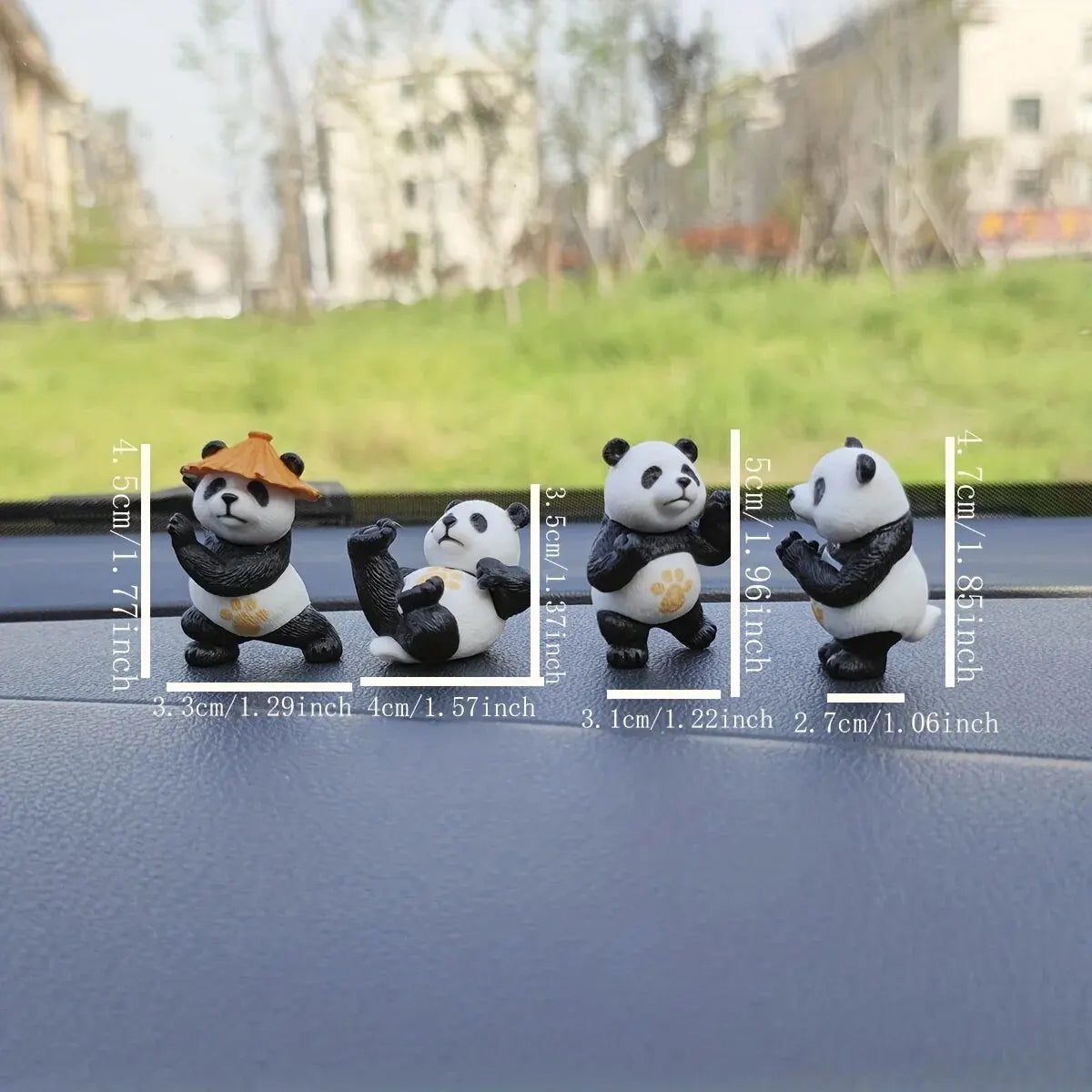 4pcs Panda Design Car Ornaments – Cute Interior Decor for Cars, Desks, and More