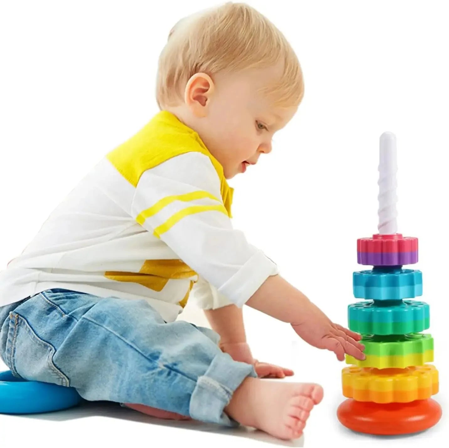 🌈 Rainbow Turret Stacking Music Color Nesting Ring – Perfect for Babies and Toddlers 1-3 Years Old!