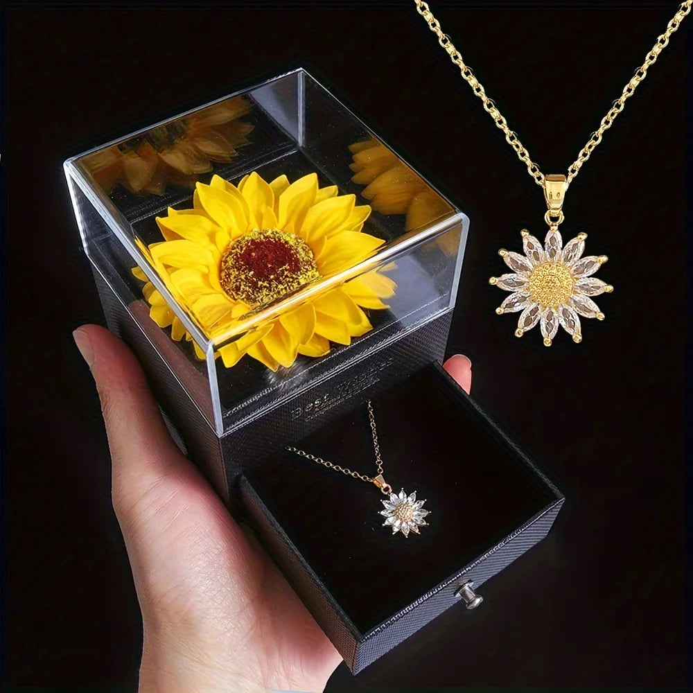 🌻 Elegant Sunflower Necklace Gift Set – A Symbol of Love & Loyalty 🌻