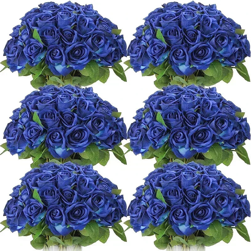 100PCS Artificial Silk Roses 🌹 | Realistic Fake Flower Bouquet for Wedding, Party & Home Décor