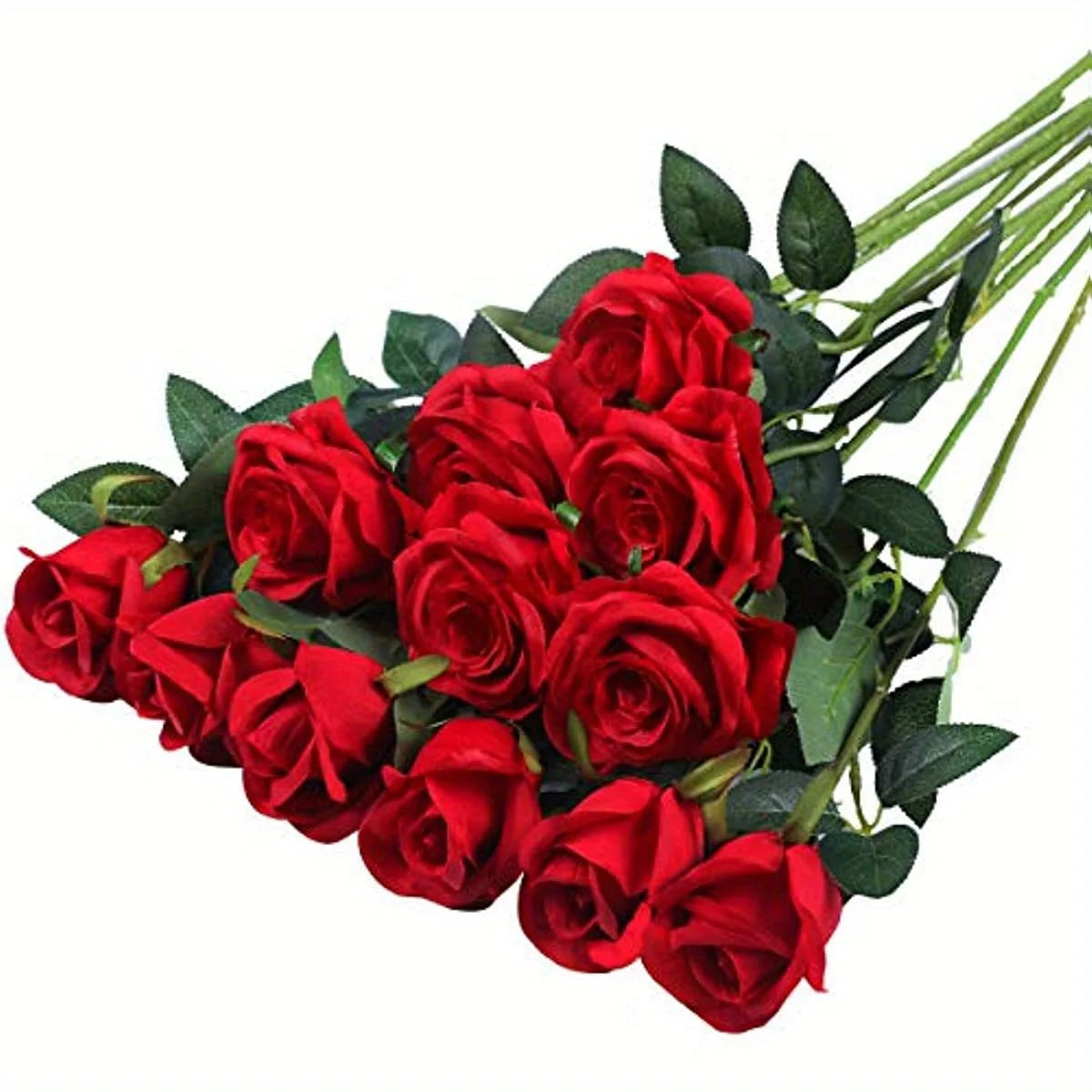 12PCS Realistic Artificial Rose Bouquet | Silk Fake Flowers for Weddings, Parties & Home Decor