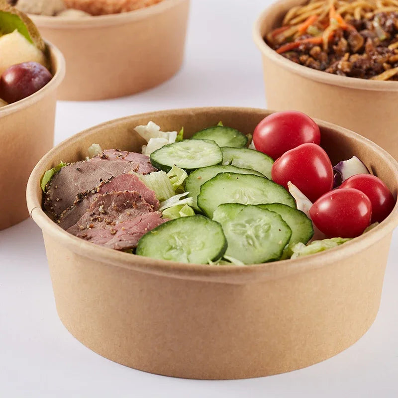 15PCS Kraft Paper Bowls – Eco-Friendly Disposable Salad, Soup & Snack Containers (500ml/750ml) for Meal Prep & Parties