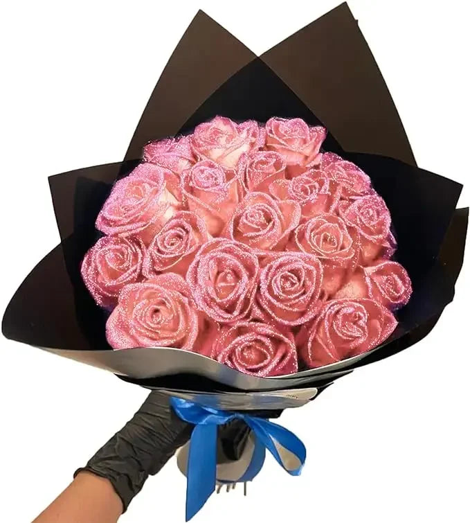 30/50PCS Glitter Artificial Roses | Valentine's Day & Wedding DIY Flowers | Romantic Gift for Wife, Girlfriend, Mother