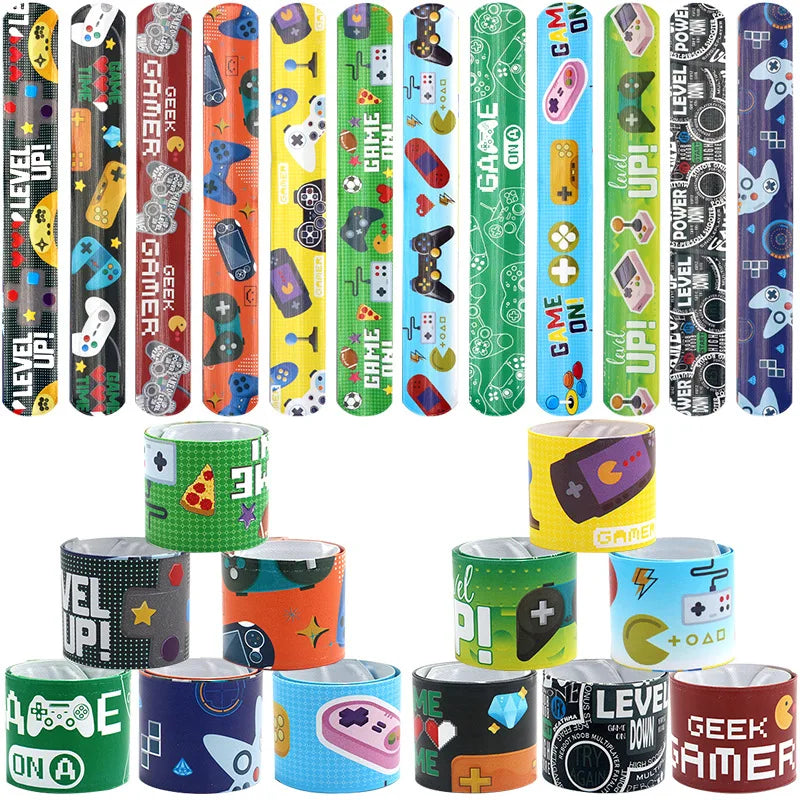 12PCS Cartoon Slap Bracelets | Unicorn Dinosaur Slap Bands for Kids | Party Favors & Prizes | Birthday Goodie Filler