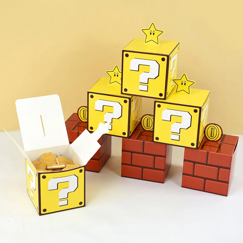 🎮✨ 3/6Pcs Question Blocks Candy Gift Box – Perfect for Kids' Video Game Theme Parties! 🎉🍭