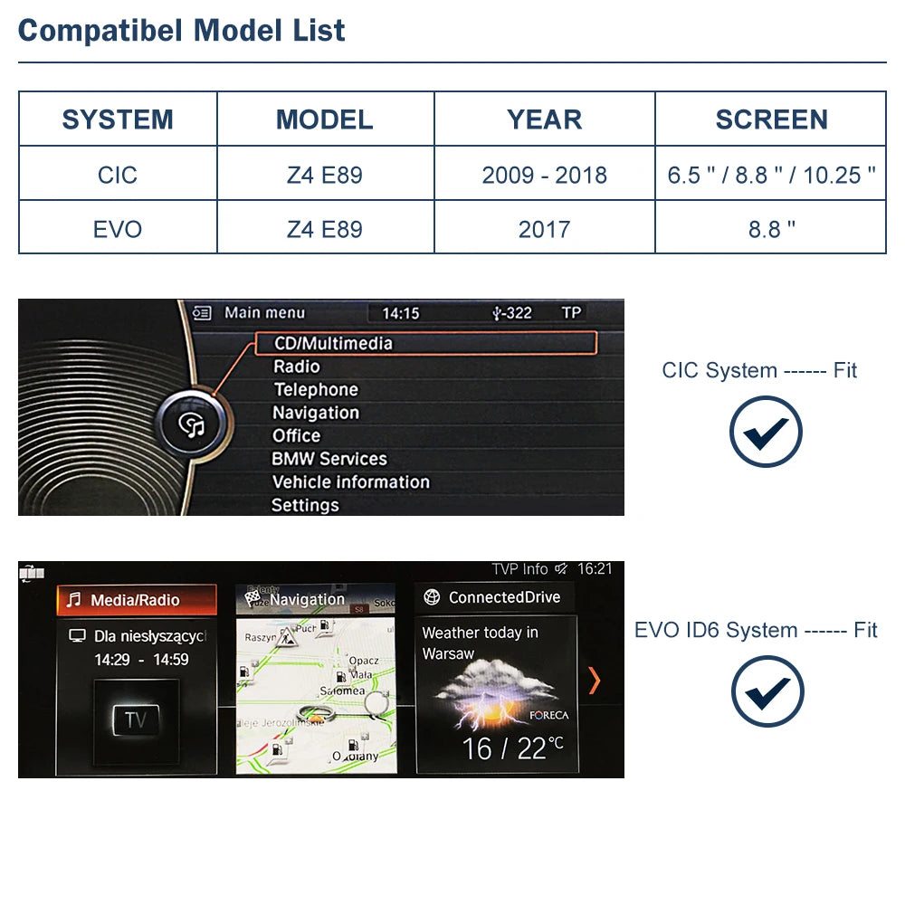 Road Top Wireless CarPlay & Android Auto for BMW Z4 E89 – Upgrade Your Drive