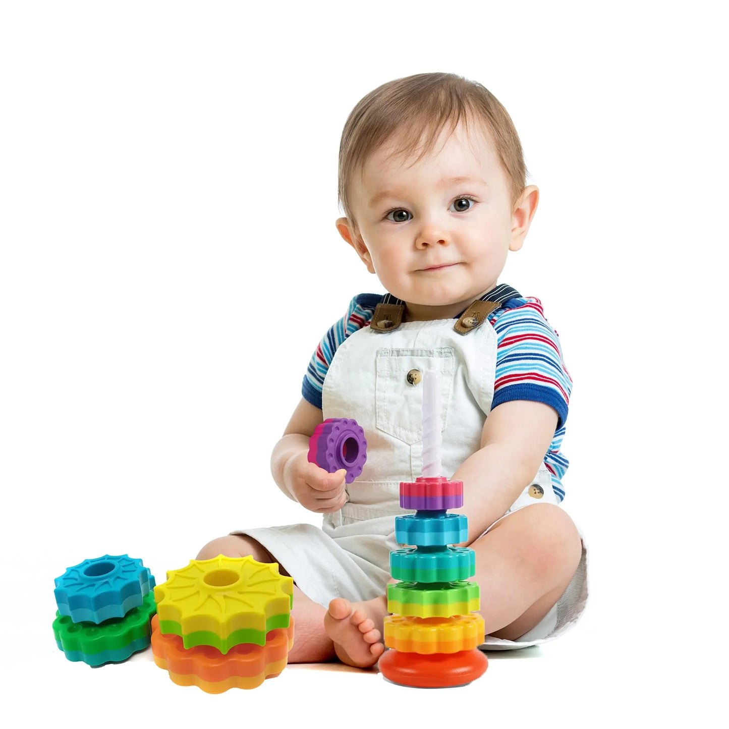 🌈 Rainbow Turret Stacking Music Color Nesting Ring – Perfect for Babies and Toddlers 1-3 Years Old!