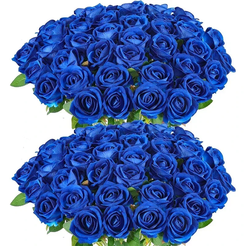 50PCS Artificial Silk Roses Bouquet | Realistic Fake Flowers for Home, Wedding & Party Decor