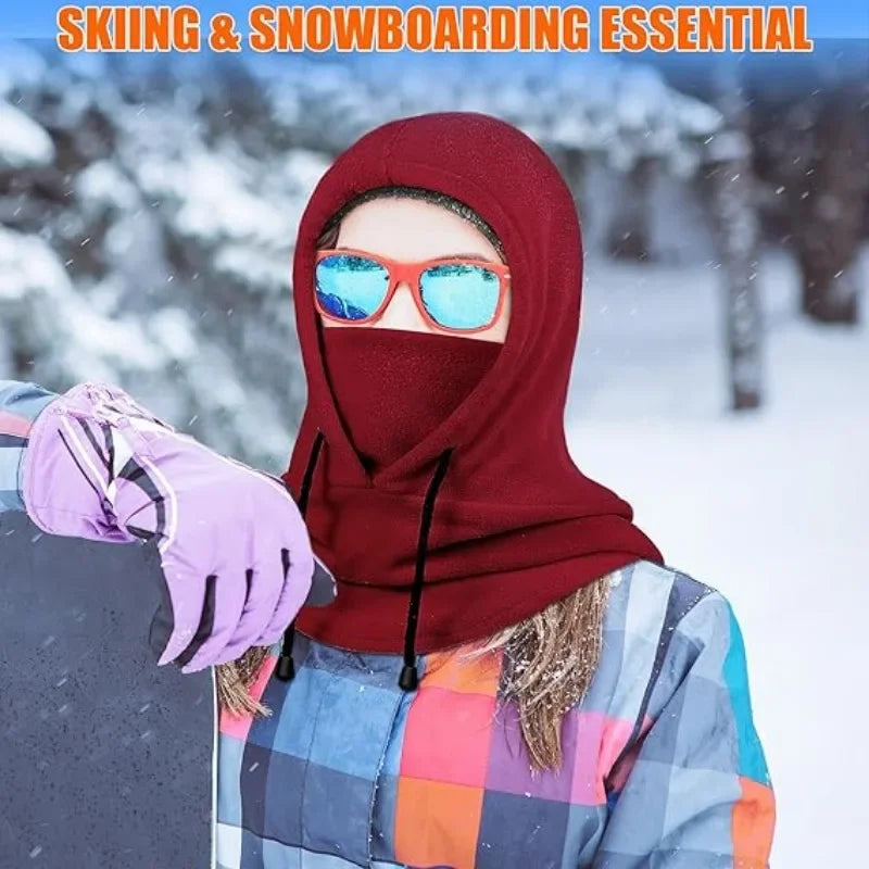 Outdoor Winter Thermal Fleece Balaclava Scarf Ski Face Mask Neck Warmer Snood Hood Hat Windproof Cold Warm Riding Cap Sports