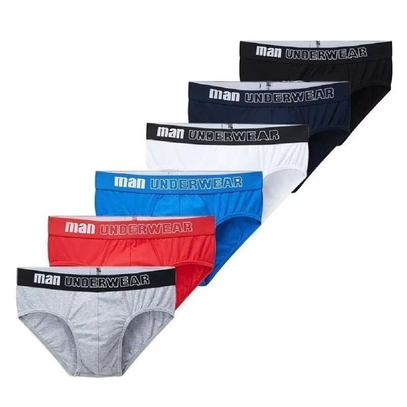 6PCS Men's Briefs 🩲 Soft Cotton Underwear | Fashion Bikini Brazilian Underpants | Casual Triangular Underwear for All Seasons