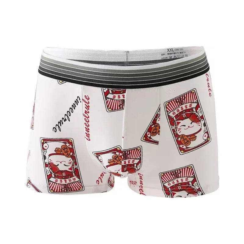 🎉 5Pcs Men’s Boxer Shorts | Cute Cartoon Printed Briefs | Fashionable & Funny | Breathable & Comfortable Underwear for Men 👖😄