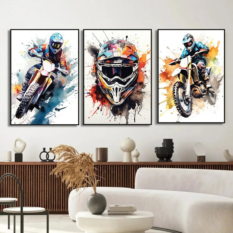 🏍️ Watercolour Dirt Bike Motocross Canvas Painting 🏍️