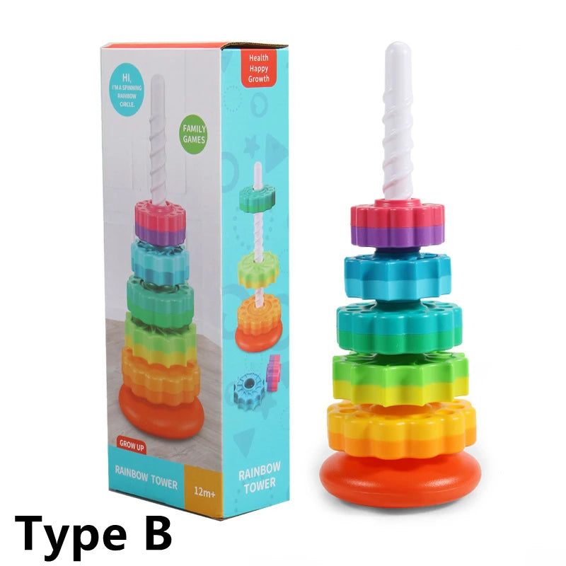 🌈 Rainbow Turret Stacking Music Color Nesting Ring – Perfect for Babies and Toddlers 1-3 Years Old!