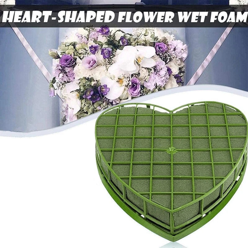 Wedding Car Heart-Shaped Flower Foam Cage | Suction Cup Floral Block for DIY Arrangements