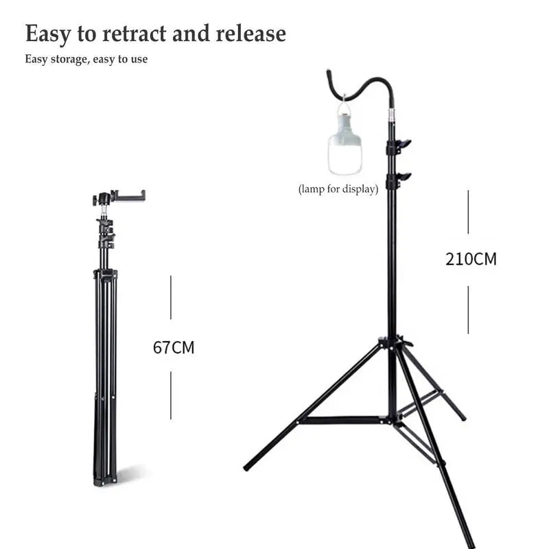 🌟 2m Light Stand | Folding Telescoping Tripod, Adjustable Aluminium Holder for Outdoor Camping