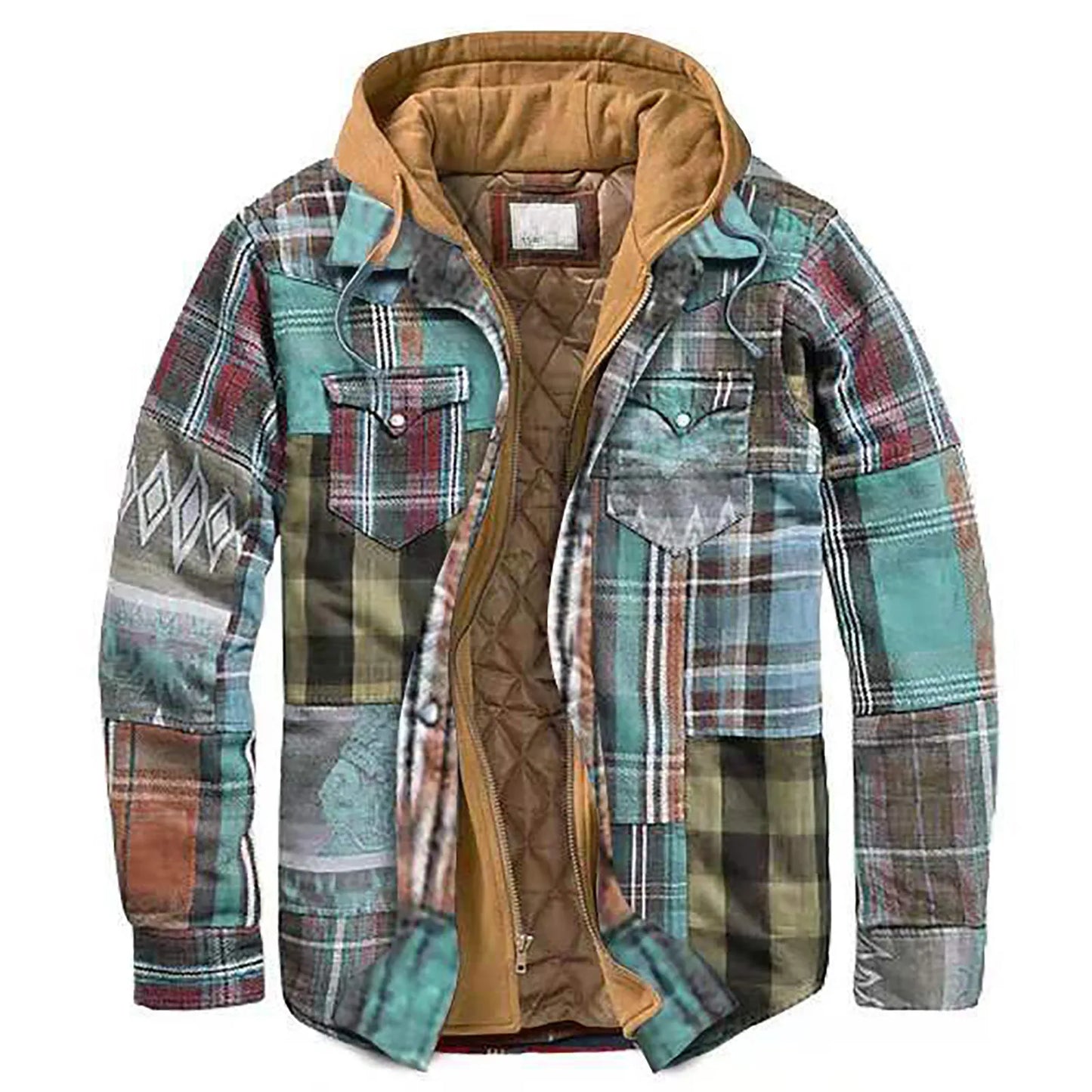 Men's Quilted Plaid Shirt Jacket with Hood 🧥 | Warm Autumn & Winter Casual Outerwear