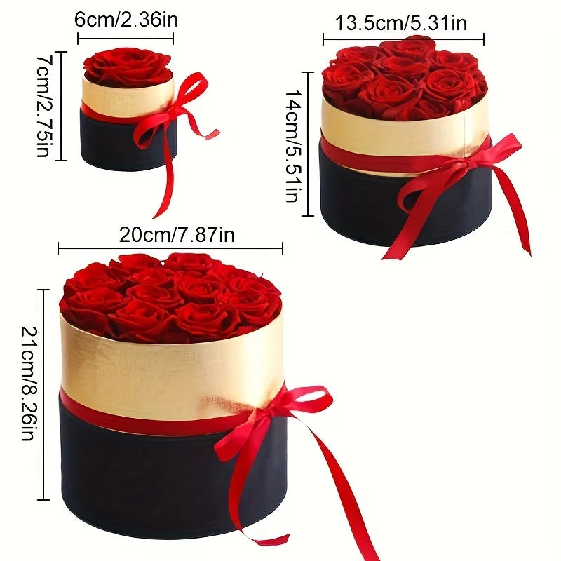 1/7/12PCS Preserved Eternal Roses | Real Forever Roses in Round Box | Valentine’s & Mother’s Day Gift