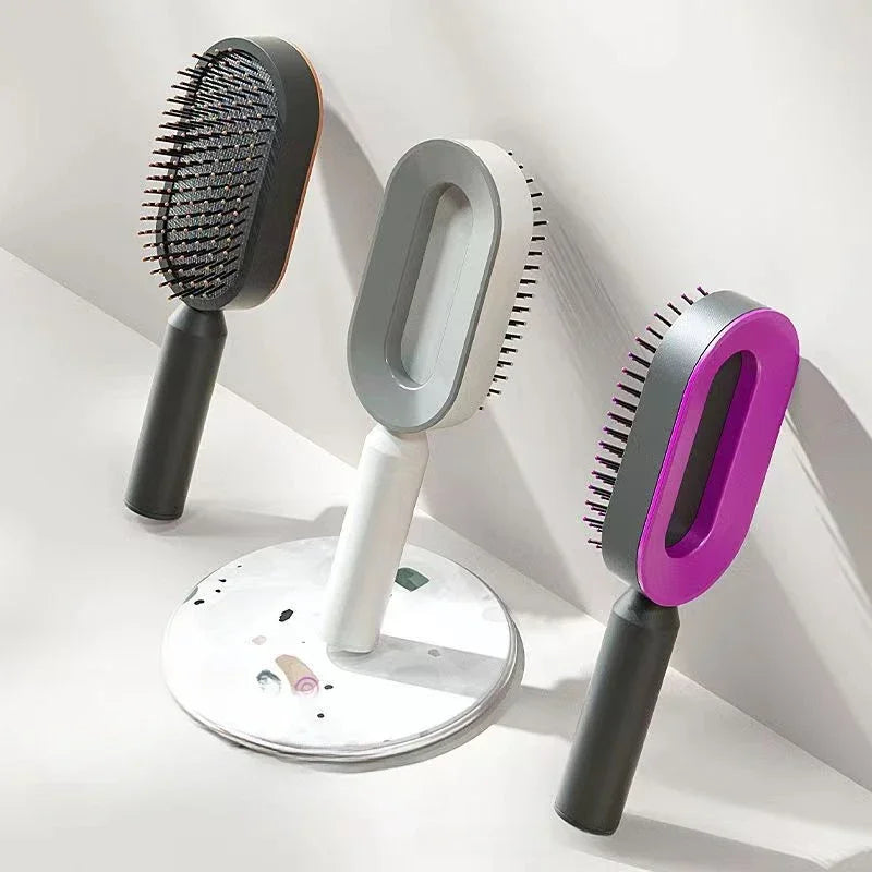 Self-Cleaning Hairbrush for Women - Scalp Massage Comb, Anti-Static, Hair Loss Prevention