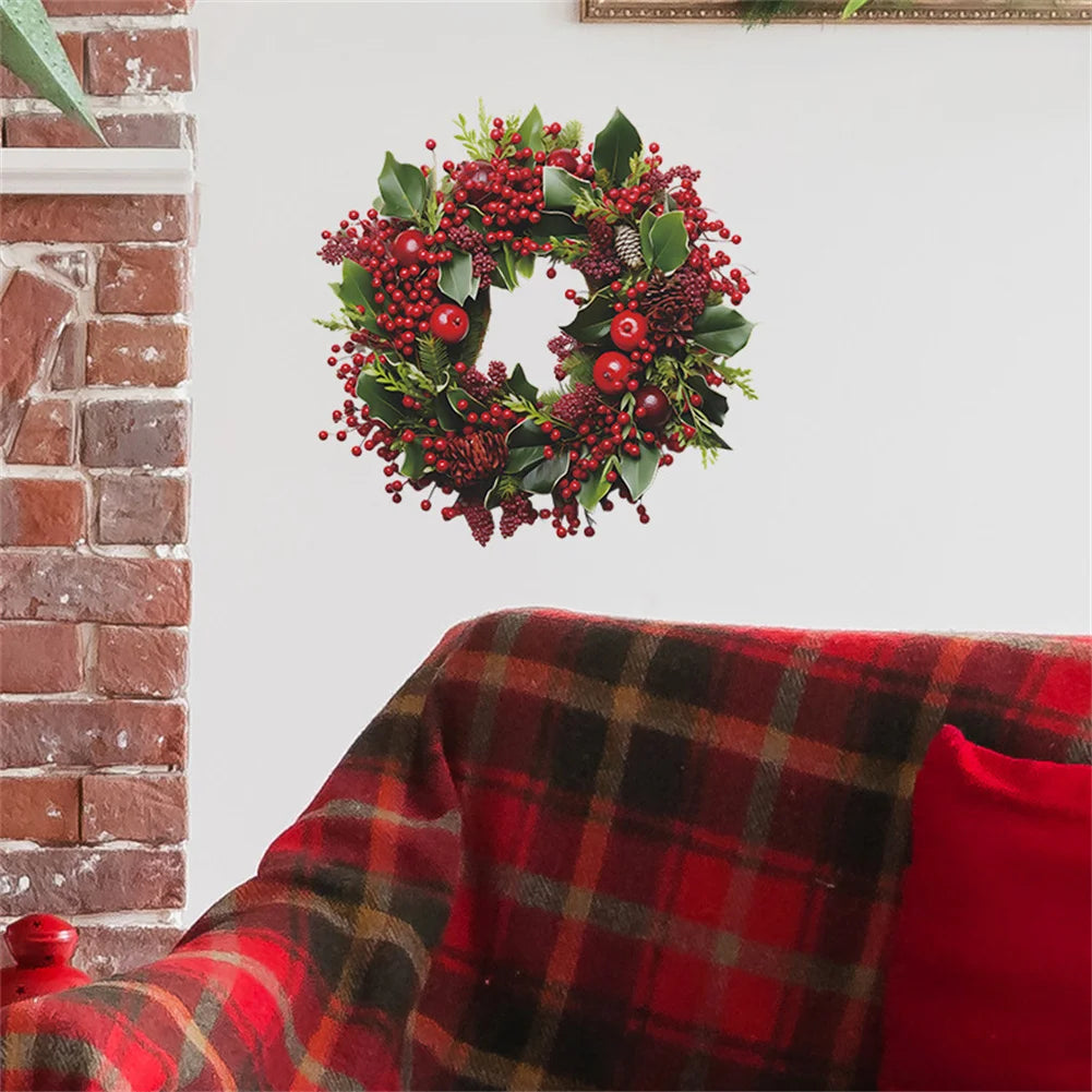 🎄 Self-Adhesive Christmas Wreath Wall Stickers 🌟 | Festive PVC Decals for Home Decor 🎅