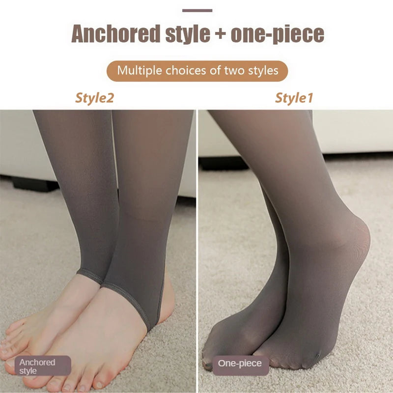 Woman Thermal Tights Sexy Translucent Fleece Leggings