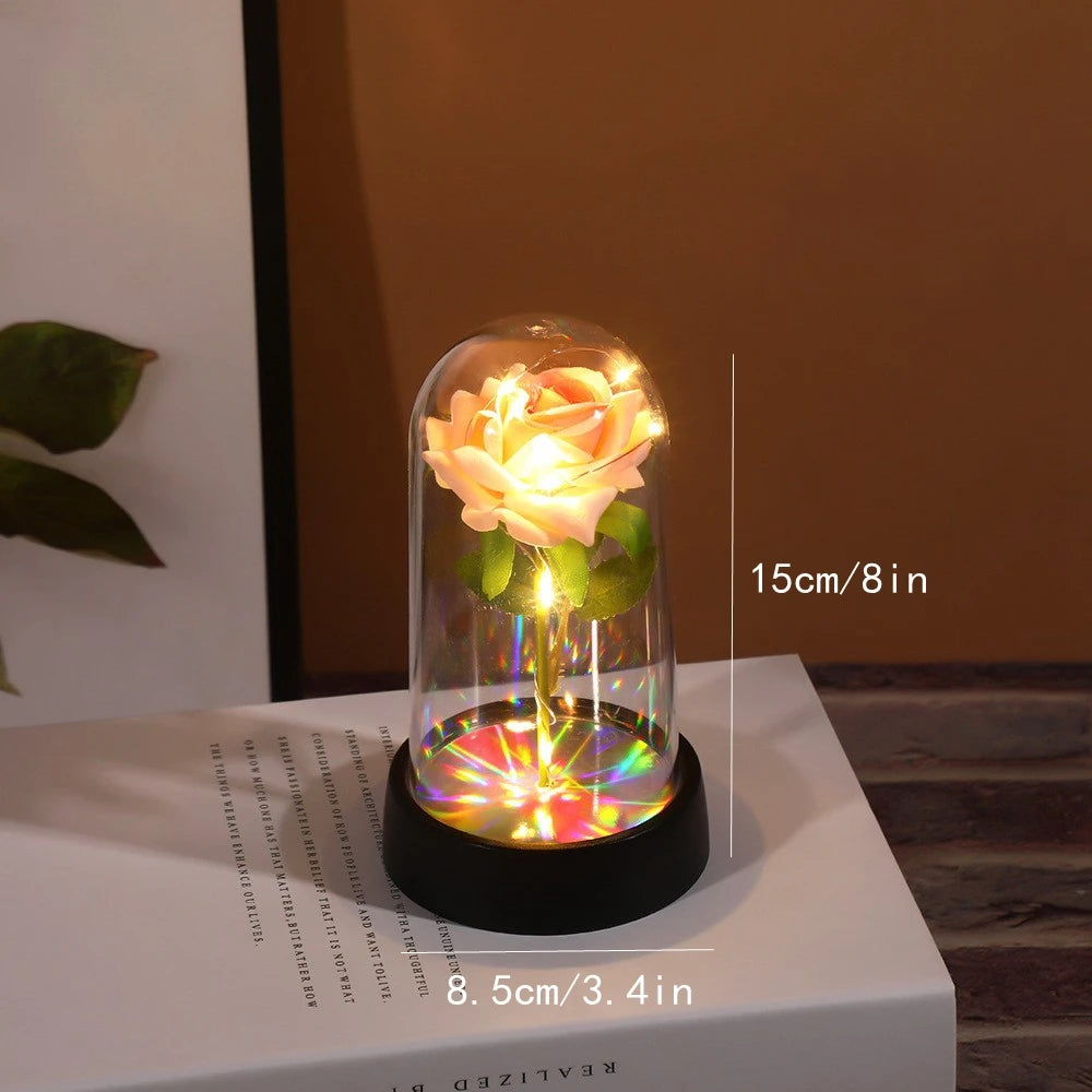 Enchanting LED Red Rose in Glass Dome – Perfect Valentine's Day Gift, Wedding Decor, and Galaxy Rose Display