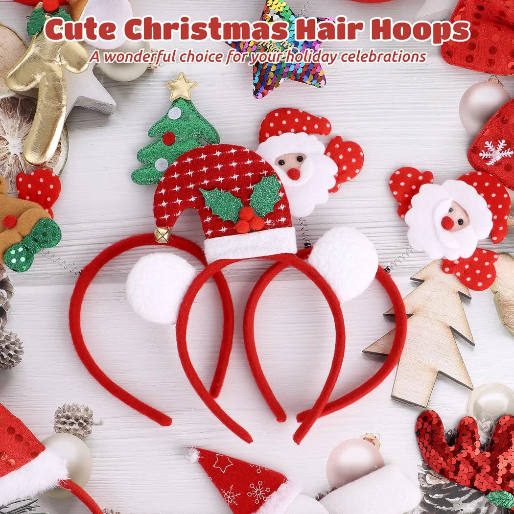 12Pcs Cute Christmas Headbands Set | Santa, Reindeer, and Holiday Hair Hoops for Festive Fun 🎄