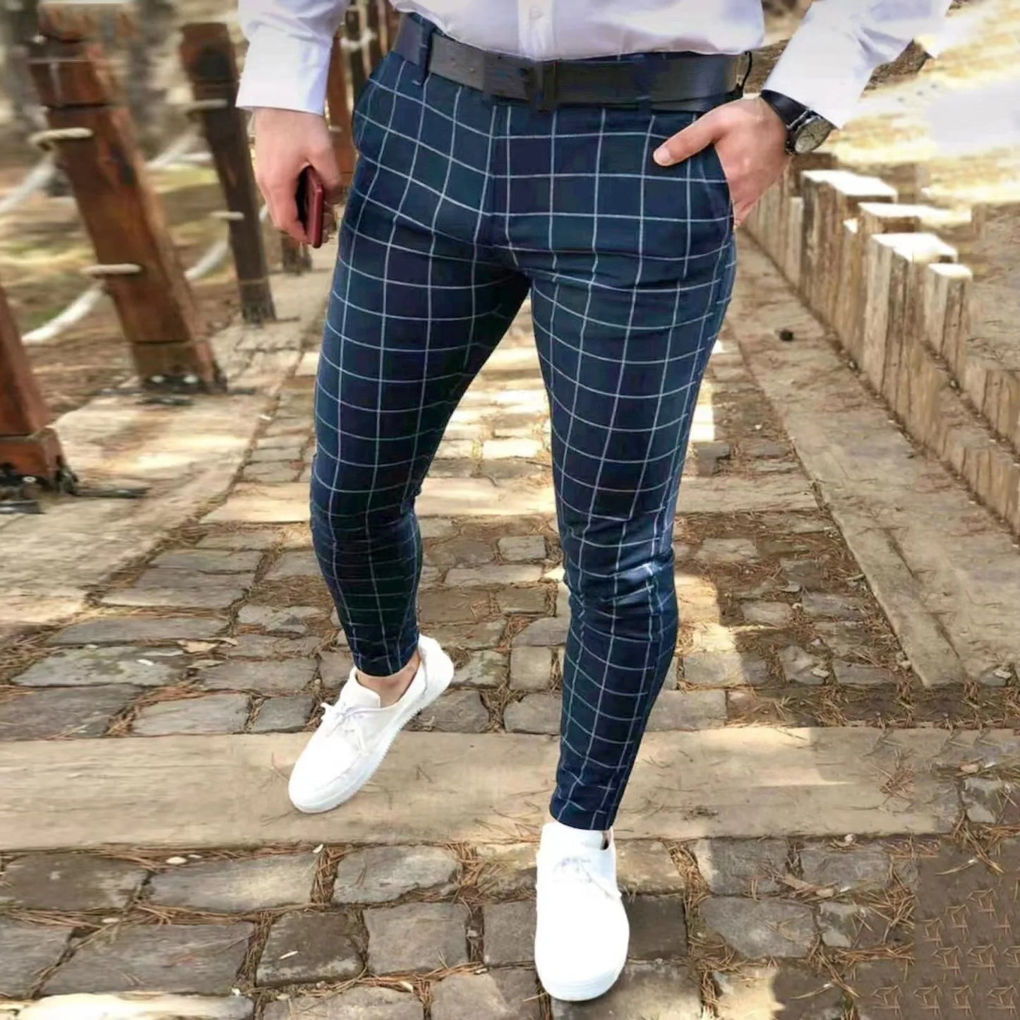 👖 Men's Korean Slim Plaid Casual Trousers | High-Quality Formal Suit Pants | Stylish Streetwear for Teenagers & Adults