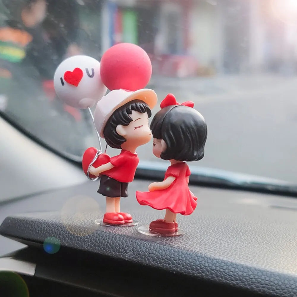 Couple Cute Ornaments for Car | Cartoon Dashboard Decorations | Lovely Kiss Couple Figurines