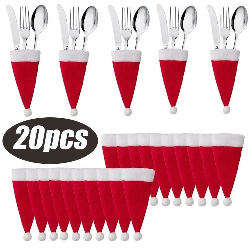 🎄 Merry Christmas Decoration 2024 | Cute Cloth Tableware Bag Holders for Forks & Knives | Holiday Ornament Decor 🎉