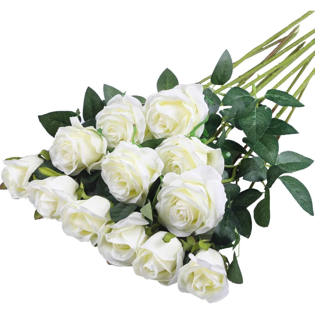 12PCS Real Touch Artificial Rose Bouquet | Silk Flowers for Weddings, Birthdays & Home Decor