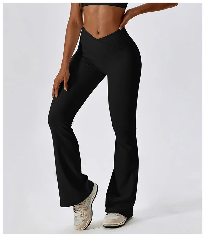 High-Waist Flare Leggings Yoga Pants for Women – Fitness & Dance Trousers