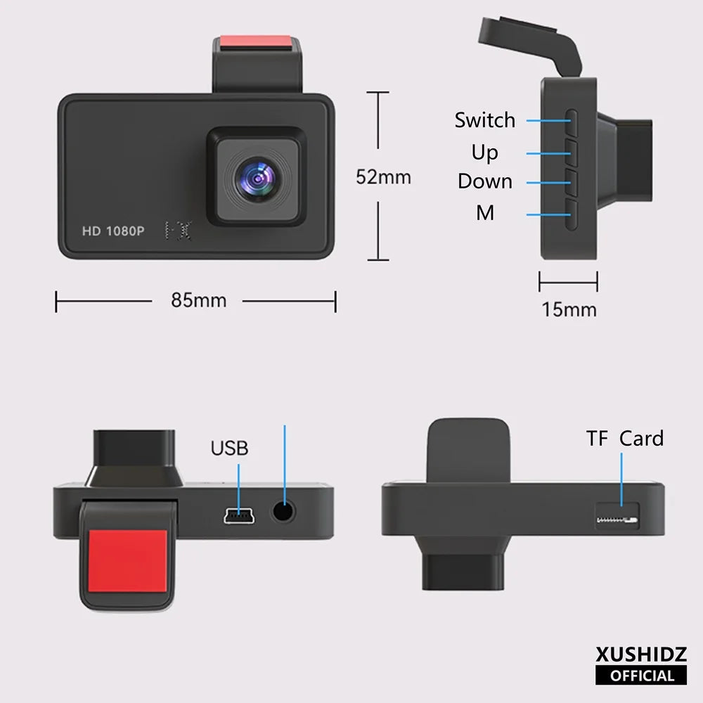 1080P Dash Cam with Night Vision | Car DVR Vehicle Recorder with G-Sensor and HDR for Loop Recording