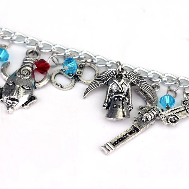 🔮 Supernatural-Inspired Charm Bracelet 🌟 Dean Winchester Jewelry with Gothic Pendants – A Must-Have for Fans