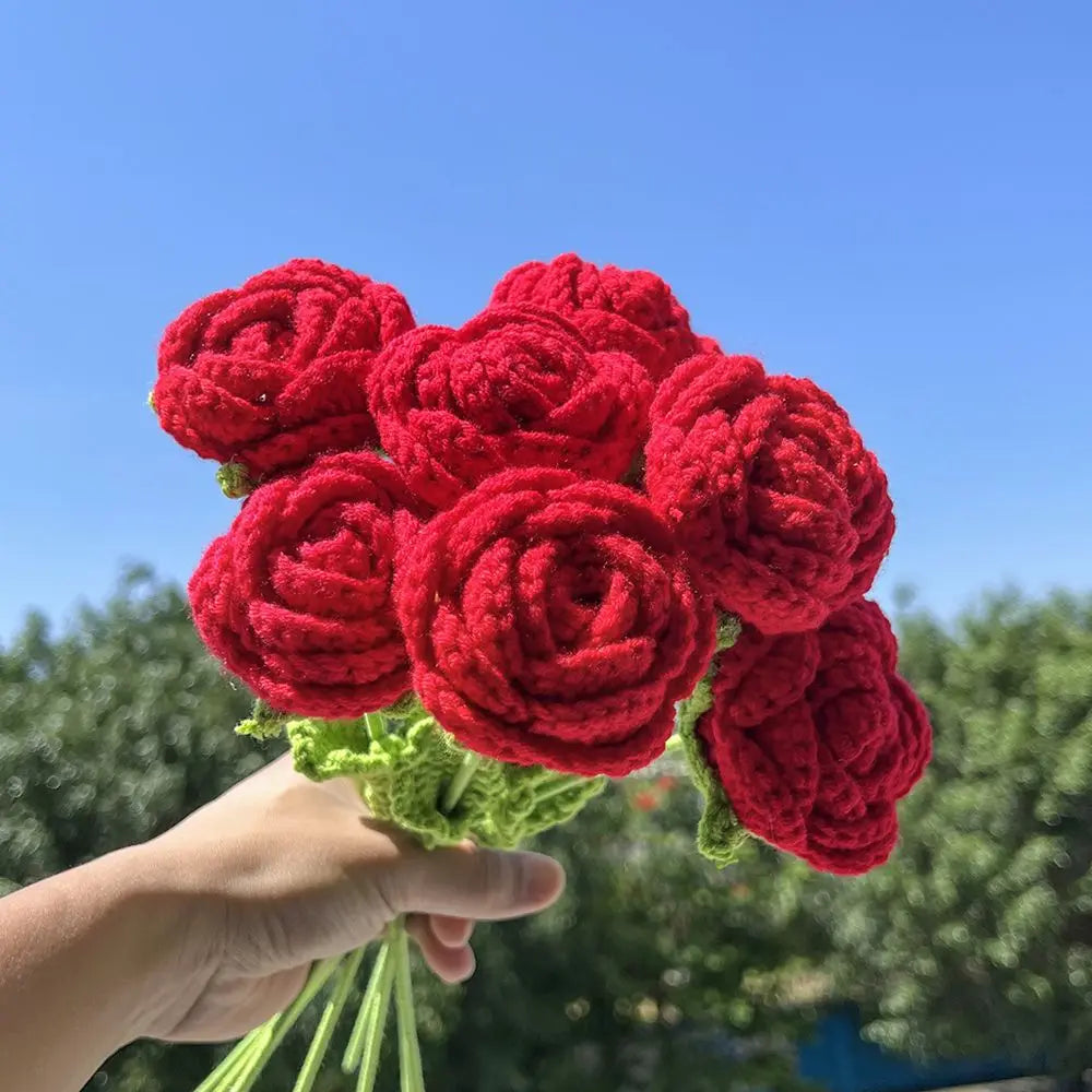 Handmade Crochet Sunflower & Rose Bouquet – DIY Gift, Wedding Decor & Home Festival Flowers